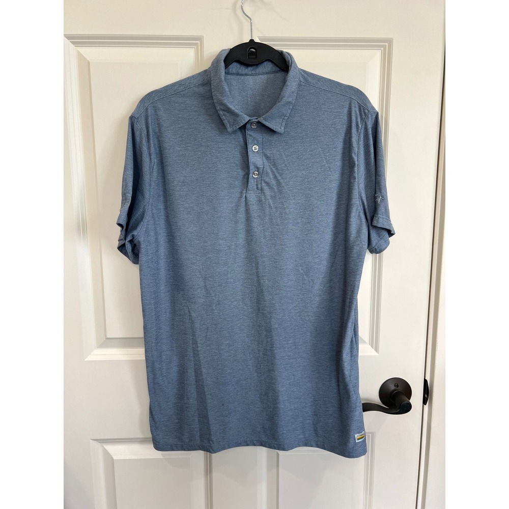 Vuori Strato Tech Polo Shirt Heathered Blue Size Medium